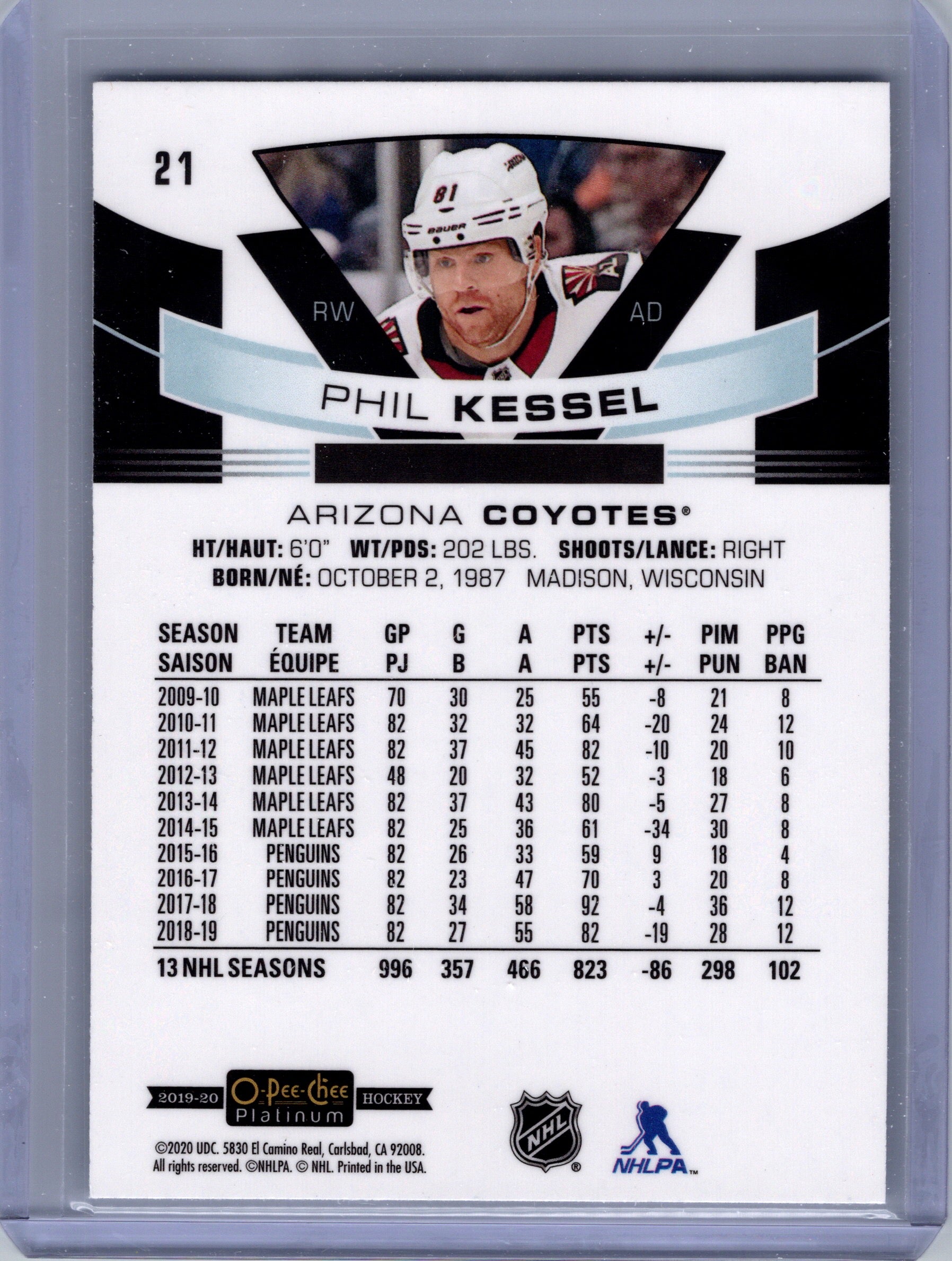 2019-20 O-Pee-Chee Platinum #21 Phil Kessel