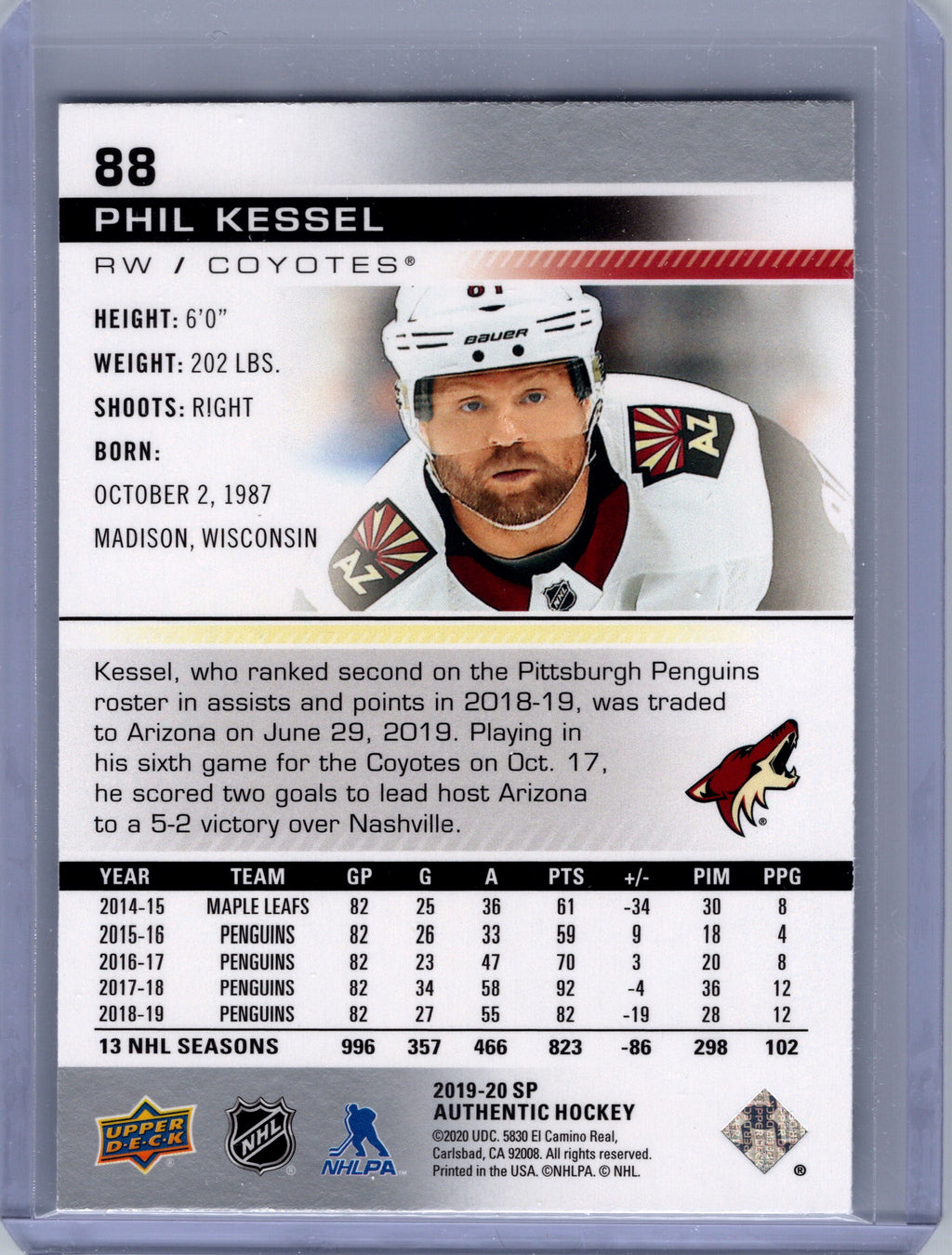 2019-20 SP Authentic #88 Phil Kessel